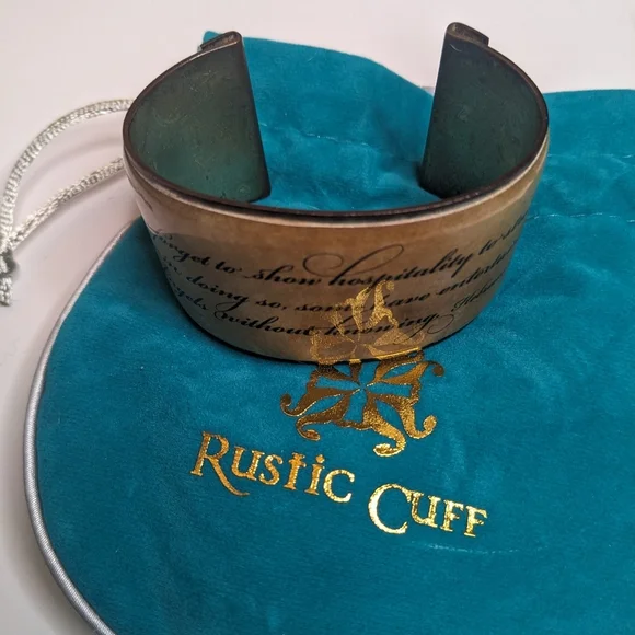 Signed Rustic Cuff Clear Resin with Inspirational Hebrews 13:2 Bible Quote - Picture 4 of 4